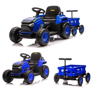 Ride on Tractor with Detachable Garden Cart, 12V Electric Kids’ Vehicle with Trailer, Ages 3+ Battery-Powered 8-Wheel, Remote Control - 1 of 2