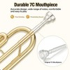 Bb Trumpet for Beginners, B-Flat Gold Nickel Plated Brass Trumpet with Hard Case, Gloves & Cleaning Kit, 3 Valve Student for Gift - 4 of 4
