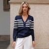 Women's Navy Nautical Long Sleeve Cardigan - Cupshe - 3 of 4