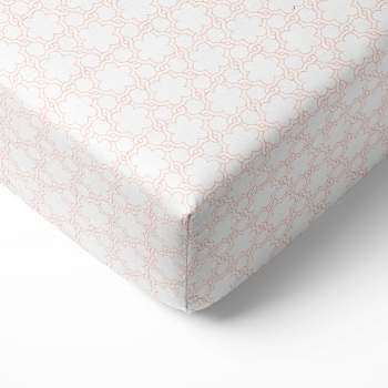 Bacati - Floral Coral Muslin 100 percent Cotton Universal Baby US Standard Crib or Toddler Bed Fitted Sheet