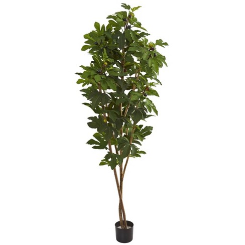 Nearly Natural 4.5ft. Ficus Artificial Tree in Ribbed Metal Planter