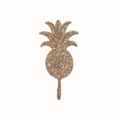 Distressed Gold Metal Pineapple Decorative Wall Hook - Foreside Home & Garden