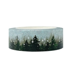 Wrapables Holographic Foil Washi Masking Tape, Pine Trees in Snow, 15mm x 10M - 1 of 3