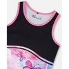 Deux par Deux Girl Colorblock Athletic Tank Top Black with Butterflies Printed - 7-8 Years - 4 of 4