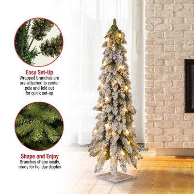 4' Prelit Snowy Downswept Artificial Christmas Tree with Clear Lights
