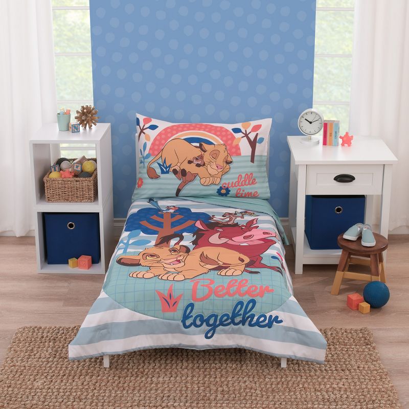 Disney The Lion King Blue, Tan, and Orange, Better Together 4 Piece Toddler Bed Set, 1 of 7