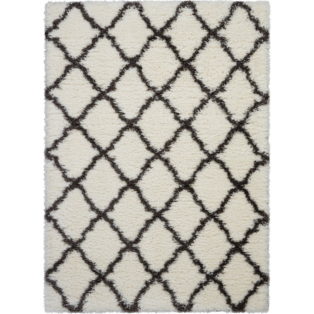 Photos - Doormat Nourison 8'2"x10' Luxe Shag Trellis Machine Woven Indoor Area Rug Charcoal 