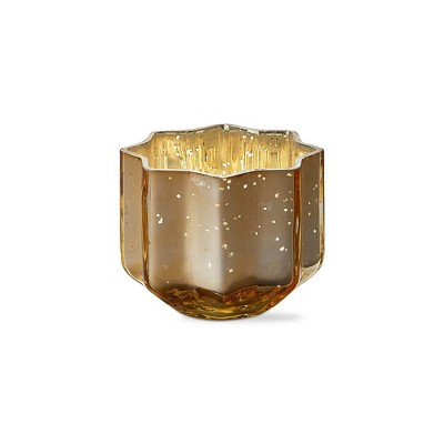 tagltd Christmas Gold Starlight Blown Glass Tealight Votive Candle Holder Small Tabletop Mantel Centerpiece Decoration 4 inch