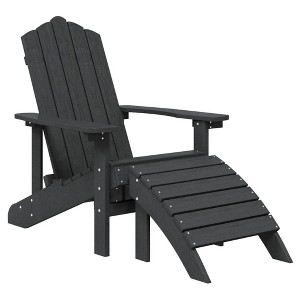 vidaXL Outdoor Patio Adirondack Chair with Detachable Footstool, Weather-Resistant HDPE and Steel Construction, Easy to Maintain, Anthracite - 1 of 4