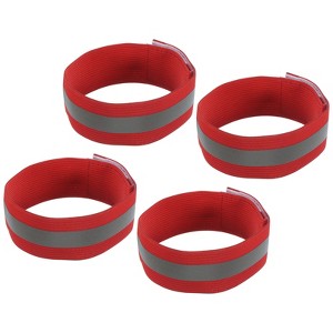 Unique Bargains Reflective Bands for Arm Wrist Ankle Leg 14x1.5 Inch Strip Wide Green 4 Pack - 1 of 4
