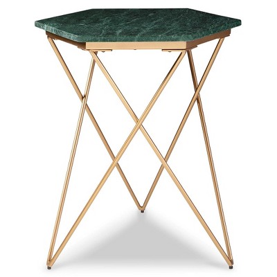 Signature Design by Ashley Contemporary Engelton Accent Table  Green/Gold