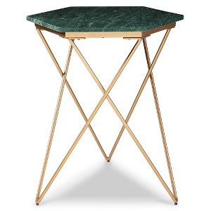 Signature Design by Ashley Contemporary Engelton Accent Table  Green/Gold - 1 of 4