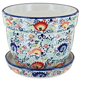 Blue Rose Polish Pottery D036 Manufaktura Large Flower Pot - 1 of 1