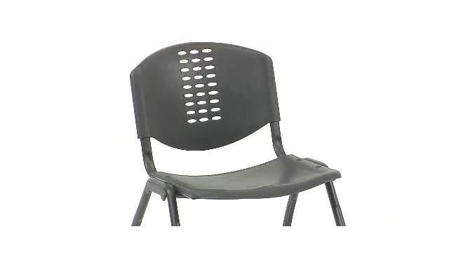 Flash Furniture HERCULES Series 880 lb. Capacity Black Plastic Stack Chair with Oval Cutout Back and Black Frame, 2 of 13, play video
