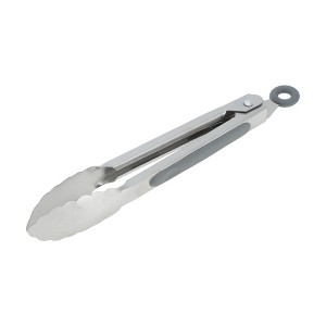 Unique Bargains Serving Tongs Lace Edge Food Tong 7-Inch Dishwasher Safe Stainless Steel Silicone 1Pcs - 1 of 3