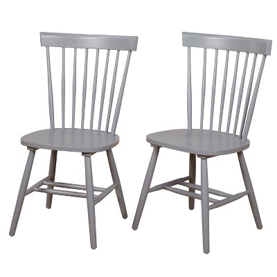 Set of 2 Venice High Back Contemporary Windsor Dining Chairs Gray - Buylateral