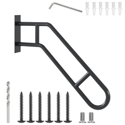 Heavy Duty 30" Handrails for Outdoor 1-3 Step, Non-Slip Door Jamb Corner Mount Stair Hand Railing Grab Bars, U-Shape Safety Handle