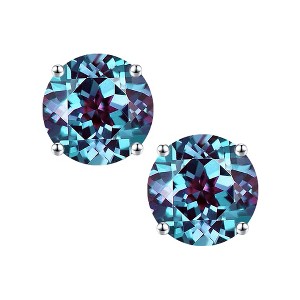 Turandoss Birthstone Stud Earrings for Women - S925 Sterling Silver Flat Back Cartilage Earring Set for Multiple Piercing, Christmas Gifts for Women - 1 of 4
