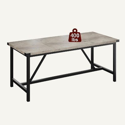 Homhougo Dining Table for 8 People, 71-inch Rectangular Wood Kitchen Table with Strong Metal Frame, Industrial Large Long Dining Room Table