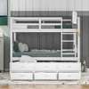Kumasinova Twin-Over-Twin Bunk Bed with Trundle & 3 Drawers – Solid Wood Bed Frame, Convertible (Splits to 2 Beds), Arched Headboard/Footboard - 2 of 4