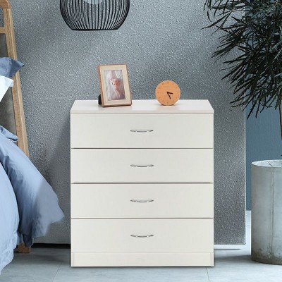 ORRD White 4-Drawer Chest, Particleboard with Triamine Finish, Built-in Outlets (2USB+2 Sockets)