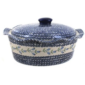 Blue Rose Polish Pottery Z137 Manufaktura Large Oval Baker with Lid - 1 of 2