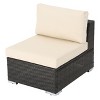 GDFStudio Candice Outdoor Rattan and Iron Modular Armless Chair with Water-Resistant Cushion - 2 of 4