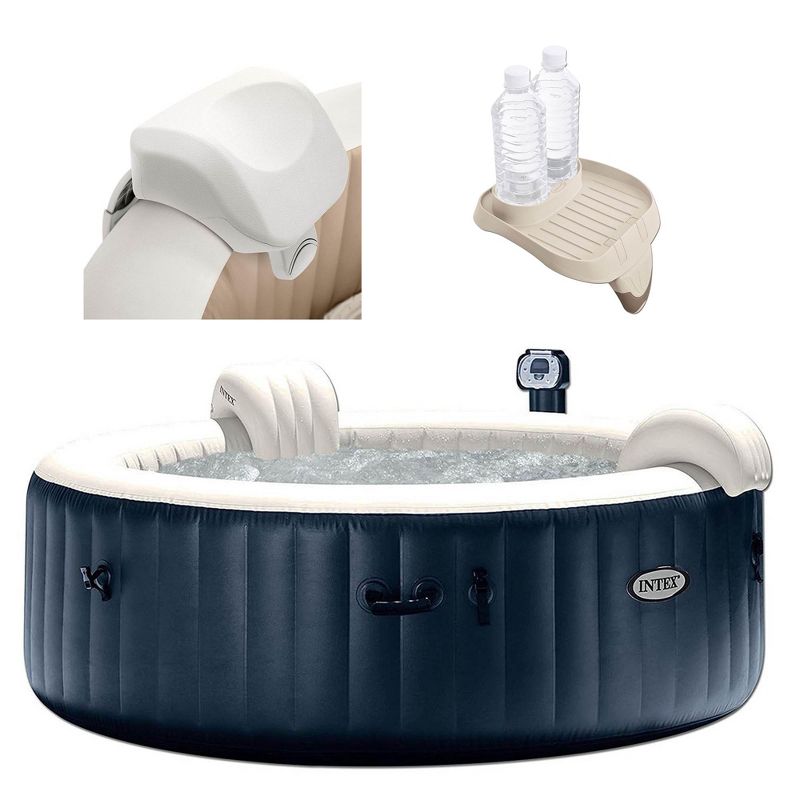 Intex 28409E PureSpa 6 Person Home Inflatable Portable Heated Round Hot Tub Spa 85 x 28 Inch with Soft Foam Headrest, and Cup Holder/Drink Tray, 2 of 7