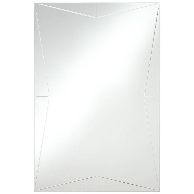 Possini Euro Design Relevei Rectangular Vanity Decorative Wall Mirror Modern Silver Wood Metal Frame 26" Wide Bathroom Bedroom Home, 1 of 10