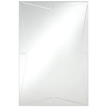 Possini Euro Design Relevei Rectangular Vanity Decorative Wall Mirror Modern Silver Wood Metal Frame 26" Wide Bathroom Bedroom Home