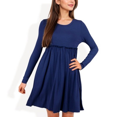 Anna-Kaci Women's Long Sleeve Baby Doll Dress with Ruffled Empire Waist