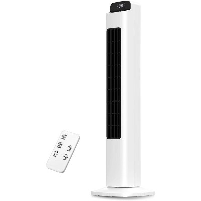 R.W.FLAME Tower Fan for Bedroom, Quiet Bladeless Floor Fan with 5 Speeds, 3 Modes, 12H Timer, Remote, LED Touch Display, 80° Oscillating, White