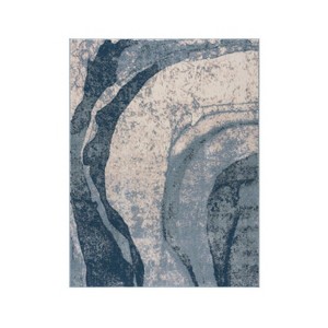 LunaLulinlk 84'' Abstract Wave Area Rug Blue - 1 of 4