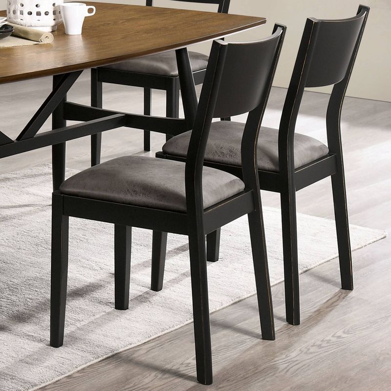 24/7 Shop At Home Set of 2 Bernst Mid-Century Modern Padded Side Chairs Black/Gray, 3 of 8