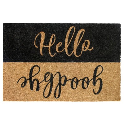 Tufted Hello/Goodbye Reverse Doormat Black - Raj