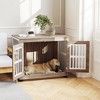 Angel Sar 39" Dog Crate Furniture with 2 Doors, Large Kennel Side Table with Adjustable Non-Slip Feet, Walnut Brown for Dogs up to 66 lbs - 2 of 4