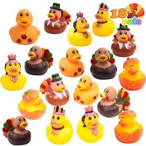 Joyfy 18PCS Thanksgiving Rubber Ducky Bath Toys, Thanksgiving Party Favor Gifts, Fun Rubber Bath Duck Toys for Kids & Toddlers Boys Girls - 1 of 4