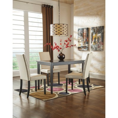 Ivory Faux Leather Upholstered Parsons Side Chair with Wood Legs