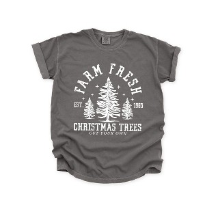Simply Sage Market Women's Farm Fresh Trees Stars Short Sleeve Garment Dyed Tee - 1 of 4