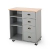 Vynxaria Kitchen Island Cart - Storage, Rolling Side Table with Large Rubberwood Worktop, Cabinet & Drawers for Kitchen & Dining Room,Gray - 2 of 4