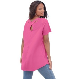 Roaman's Women's Plus Size Crisscross Back Ultimate Tunic - 1 of 4