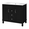 Akoasm 35.9 in. W Modern Single Sink Bathroom Vanity with 2 Soft Closing Doors and 2 Drawers-Black - 3 of 4