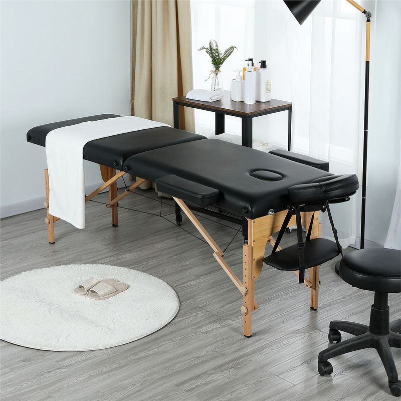 Yaheetech Adjustable Massage Bed 2 Sections Folding Massage Table Black, 2 of 9