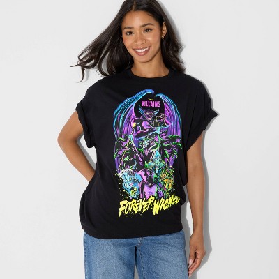 Women's Disney Villains Oversized Short Sleeve Graphic T-Shirt - Black