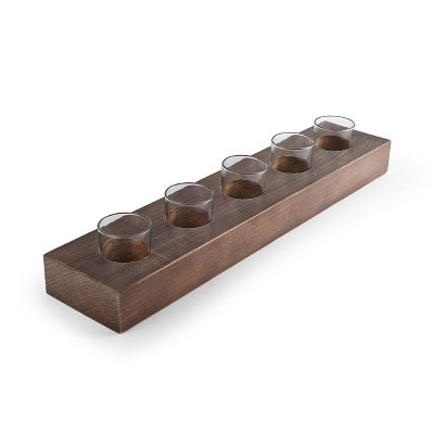 Mikasa Natural Wood and Glass Farmhouse Candle Linear, 23.03x4.92x3.35 Inch
