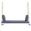63" Acacia Wood Hanging Patio Swing Chair with Cushions & 10.8ft Hemp Ropes, Porch Swing Bench, 400 lbs Capacity - 4 of 4