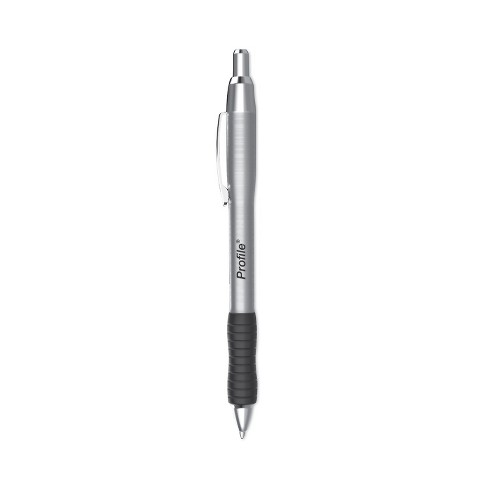 Paper Mart Paper Mate Profile Metal Ballpoint Pen Retractable Medium 1 mm  Black Ink Silver Barrel