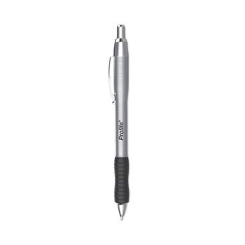 Paper Mart Paper Mate Profile Metal Ballpoint Pen Retractable Medium 1 mm Black Ink Silver Barrel