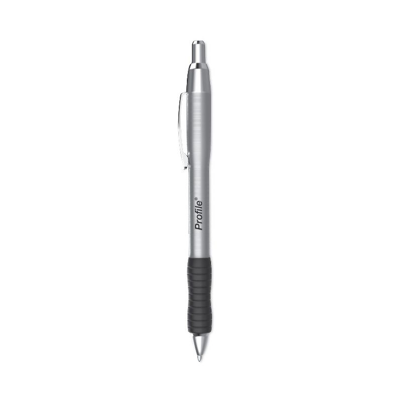 Paper Mart Paper Mate Profile Metal Ballpoint Pen Retractable Medium 1 mm Black Ink Silver Barrel, 1 of 2