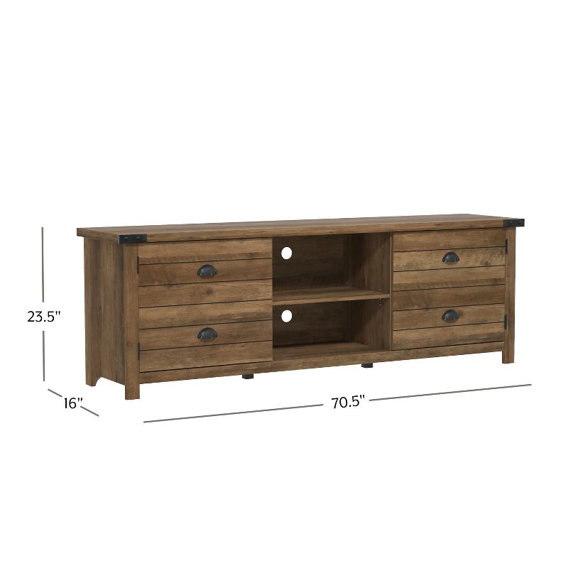 70&#34; Prestwick Gaming Ready Wood TV Stand for TVs up to 78&#34; with 2 Doors and Shelves  Knotty Oak Top - Hillsdale Furniture, 4 of 19